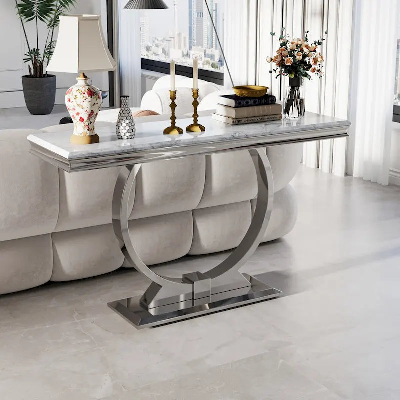 Console rectangulaire de 50 pouces avec base ronde