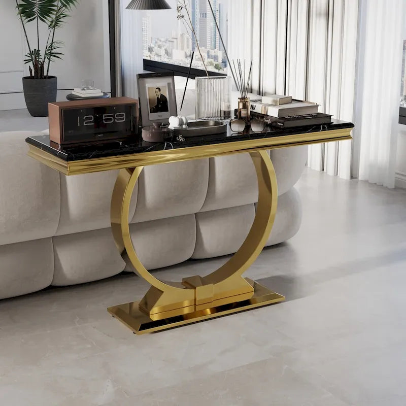 Console rectangulaire de 50 pouces avec base ronde