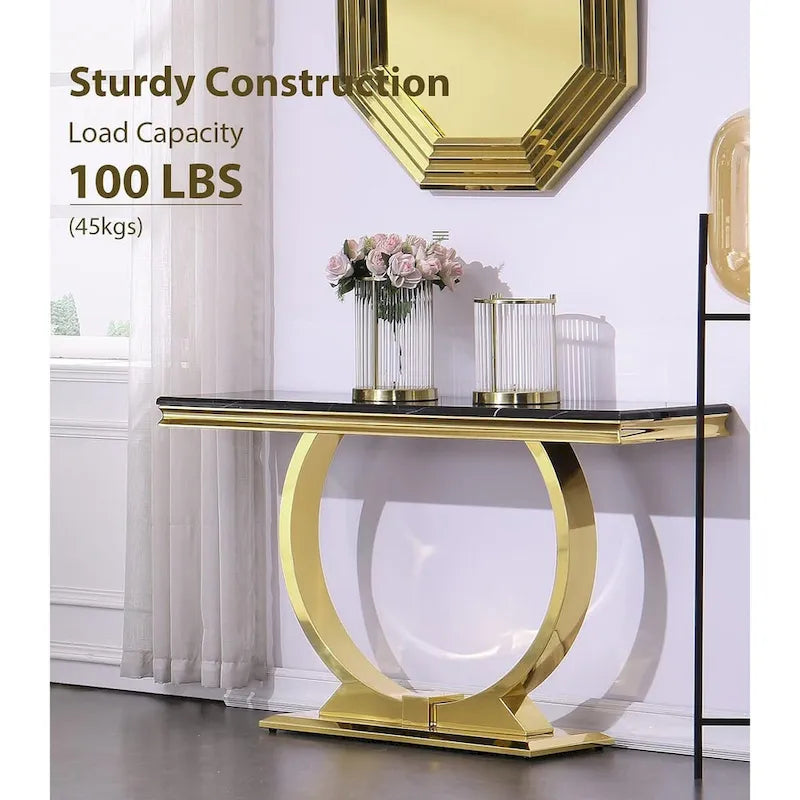 Console rectangulaire de 50 pouces avec base ronde