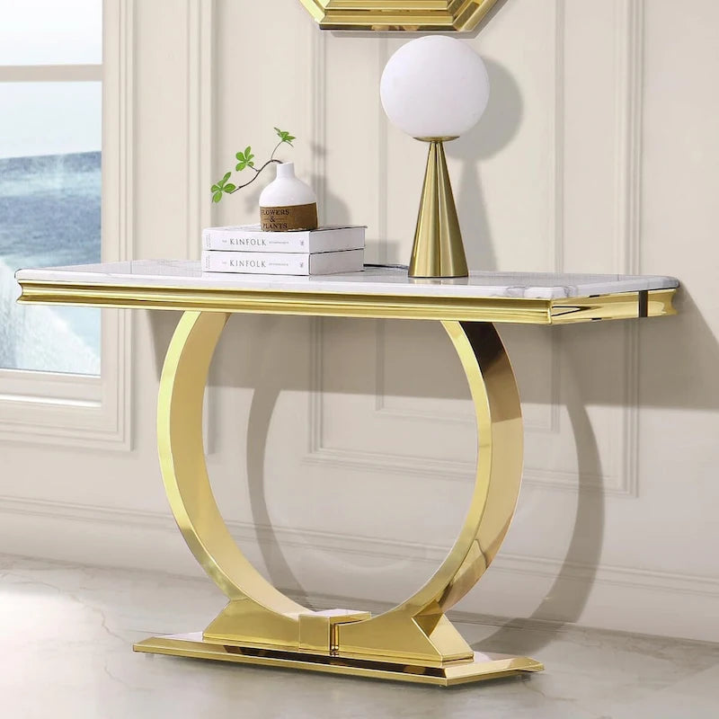 Console rectangulaire de 50 pouces avec base ronde