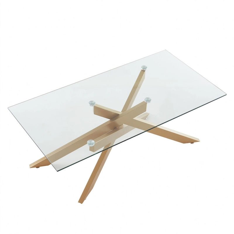 Table basse rectangulaire moderne et contemporaine avec plateau en verre