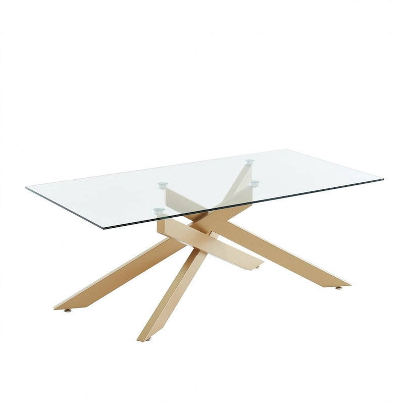 Table basse rectangulaire moderne et contemporaine avec plateau en verre