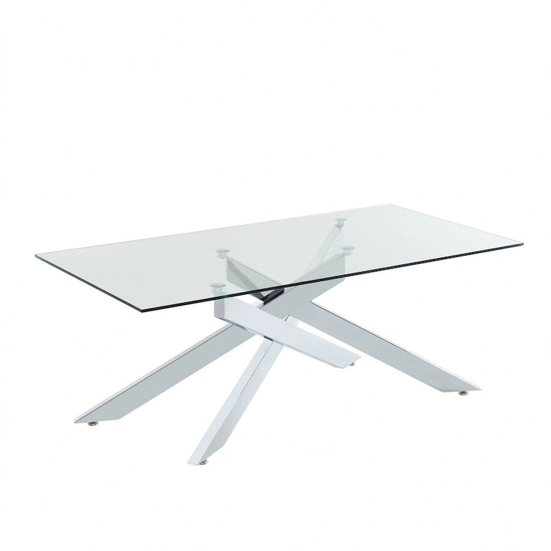 Table basse rectangulaire moderne et contemporaine avec plateau en verre