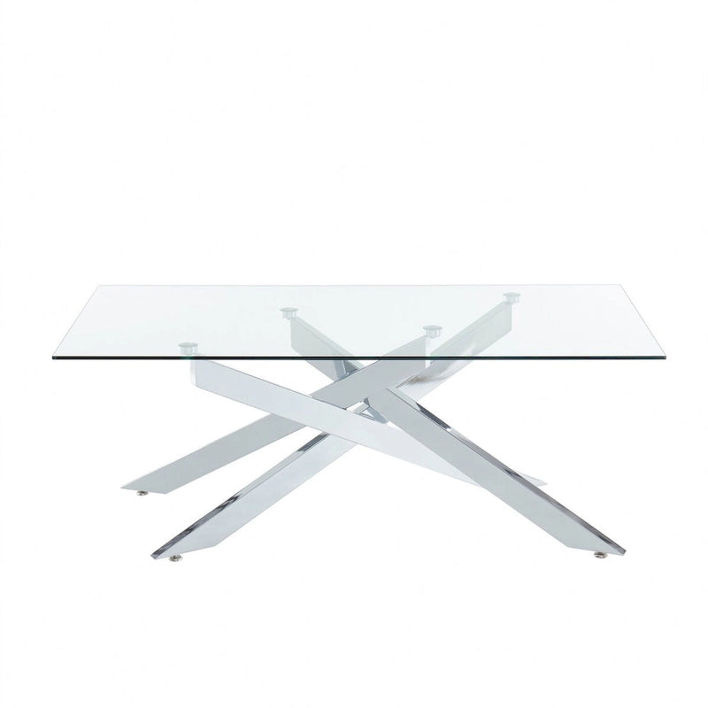Table basse rectangulaire moderne et contemporaine avec plateau en verre