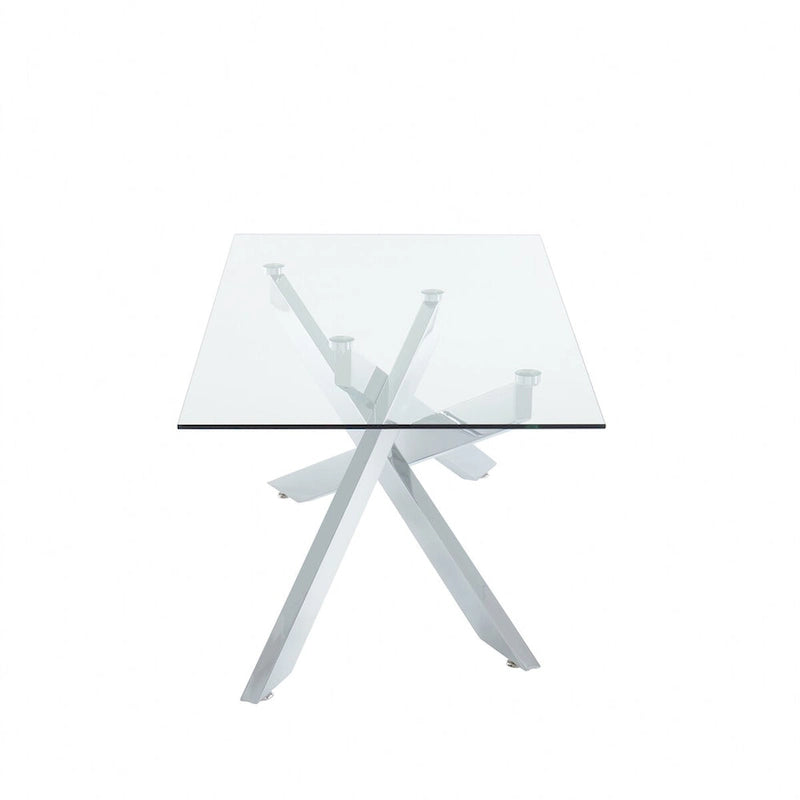 Table basse rectangulaire moderne et contemporaine avec plateau en verre
