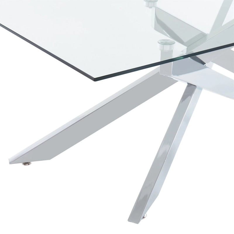 Table basse rectangulaire moderne et contemporaine avec plateau en verre
