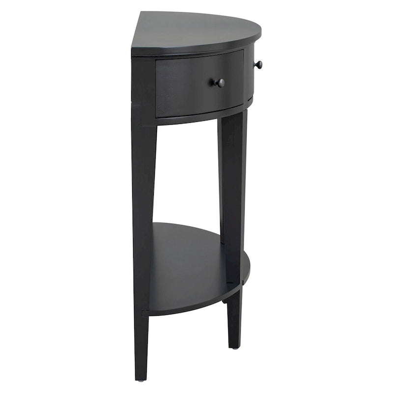 Console incurvée moderne pour canapé, 3 tiroirs, 1 étagère, noir