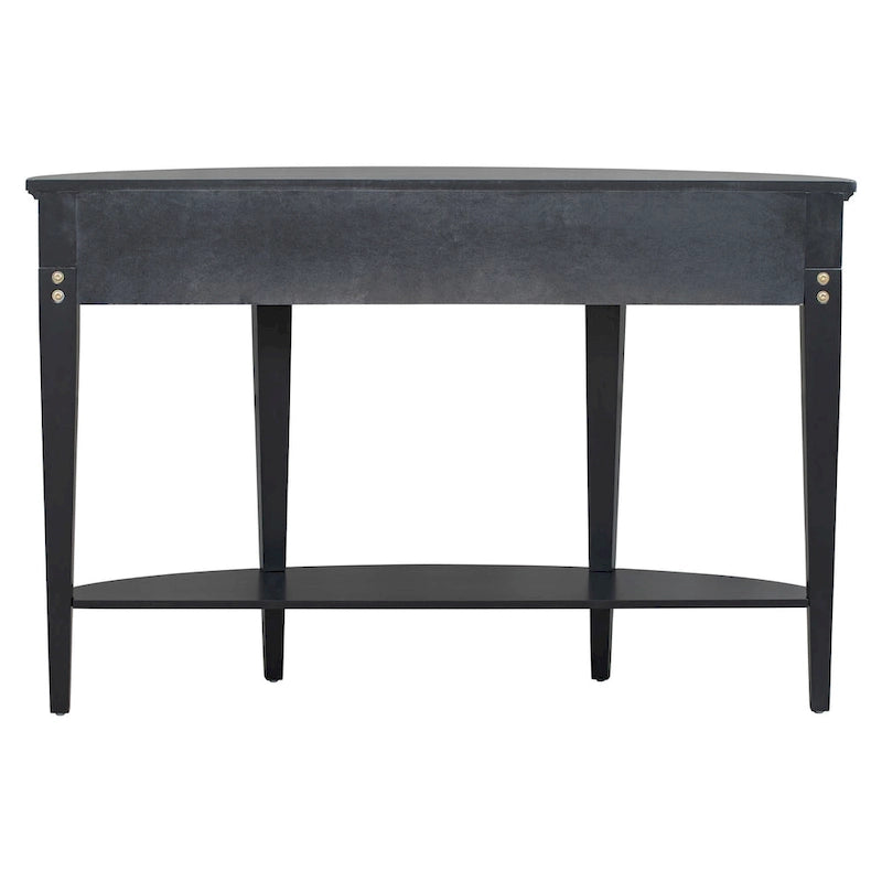 Console incurvée moderne pour canapé, 3 tiroirs, 1 étagère, noir