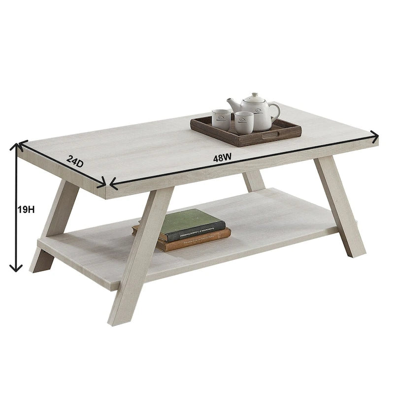 Table basse contemporaine en bois avec étagère