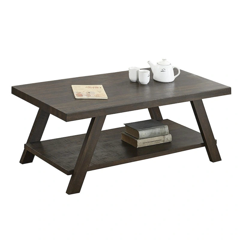 Table basse contemporaine en bois avec étagère