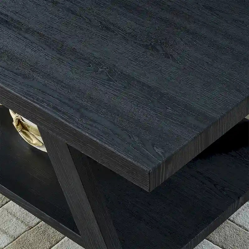 Table basse contemporaine en bois avec étagère