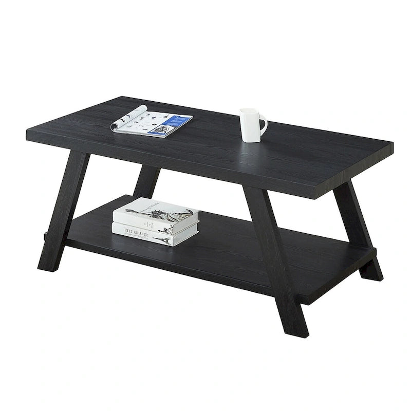 Table basse contemporaine en bois avec étagère