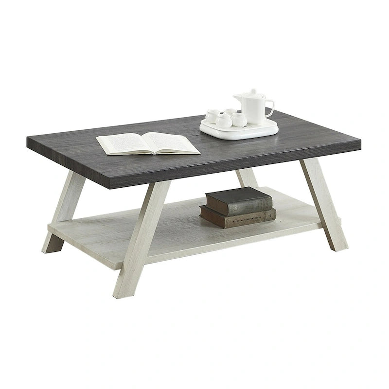 Table basse contemporaine en bois avec étagère