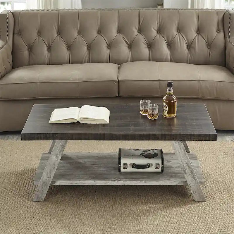 Table basse contemporaine en bois avec étagère