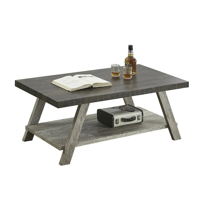 Table basse contemporaine en bois avec étagère