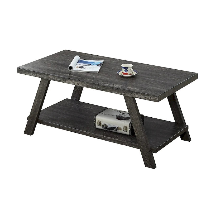 Table basse contemporaine en bois avec étagère