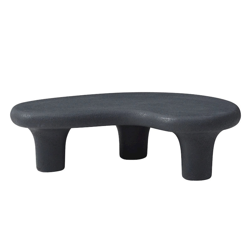 Table basse Cloud en fibre de verre de 47,24 po, table vintage avec 3 pieds de support, table basse irrégulière, aucun assemblage requis