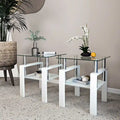 Lot de 2 tables basses, tables d'appoint, tables de salon carrées en verre trempé moderne, noires