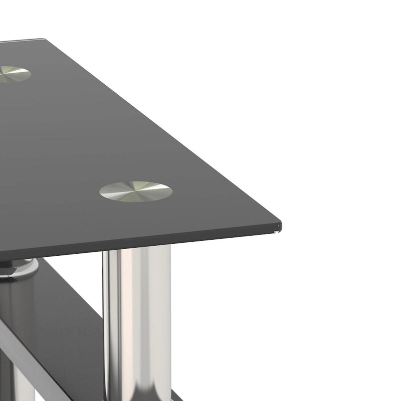 Lot de 2 tables basses, tables d'appoint, tables de salon carrées en verre trempé moderne, noires