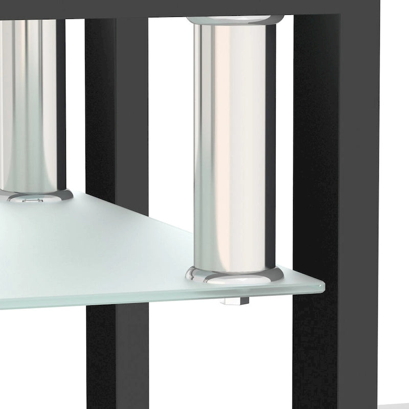 Lot de 2 tables basses, tables d'appoint, tables de salon carrées en verre trempé moderne, noires