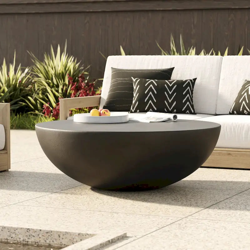 Table Basse Ronde Moderne en Béton Noir Modrest Bronte