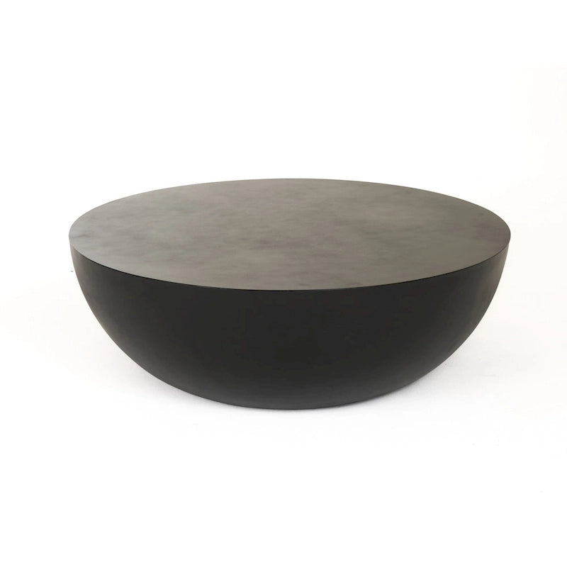 Table Basse Ronde Moderne en Béton Noir Modrest Bronte