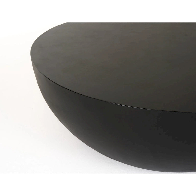 Table Basse Ronde Moderne en Béton Noir Modrest Bronte
