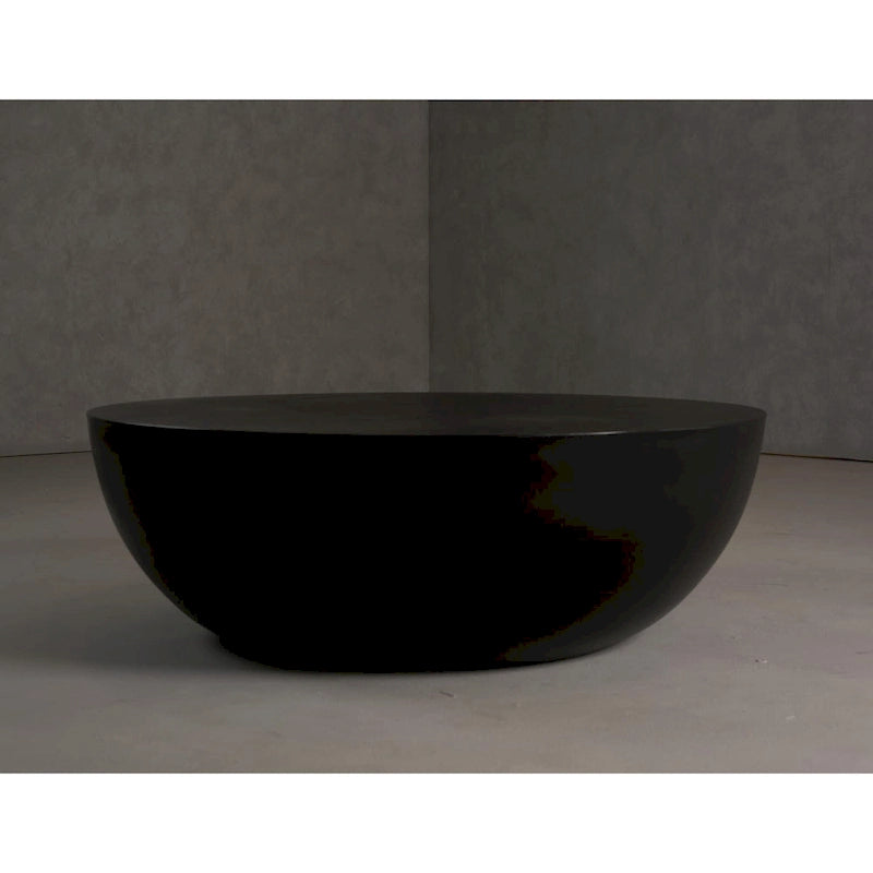 Table Basse Ronde Moderne en Béton Noir Modrest Bronte