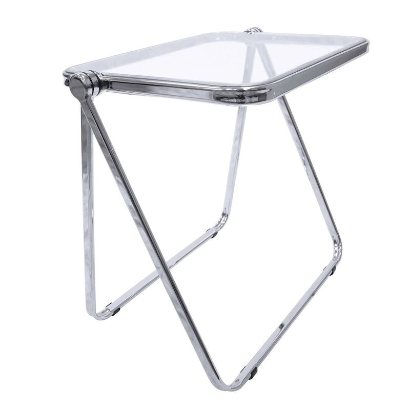 LeisureMod Table d'appoint pliante carrée en plastique Lawrence avec cadre en fer