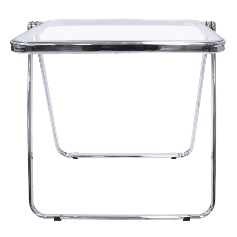 LeisureMod Table d'appoint pliante carrée en plastique Lawrence avec cadre en fer