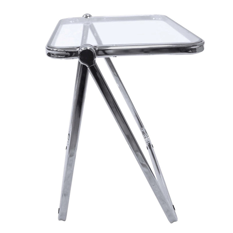 LeisureMod Table d'appoint pliante carrée en plastique Lawrence avec cadre en fer