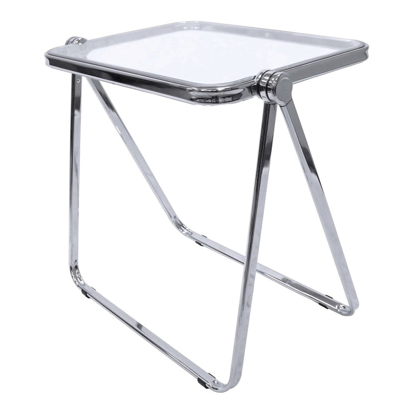 LeisureMod Table d'appoint pliante carrée en plastique Lawrence avec cadre en fer