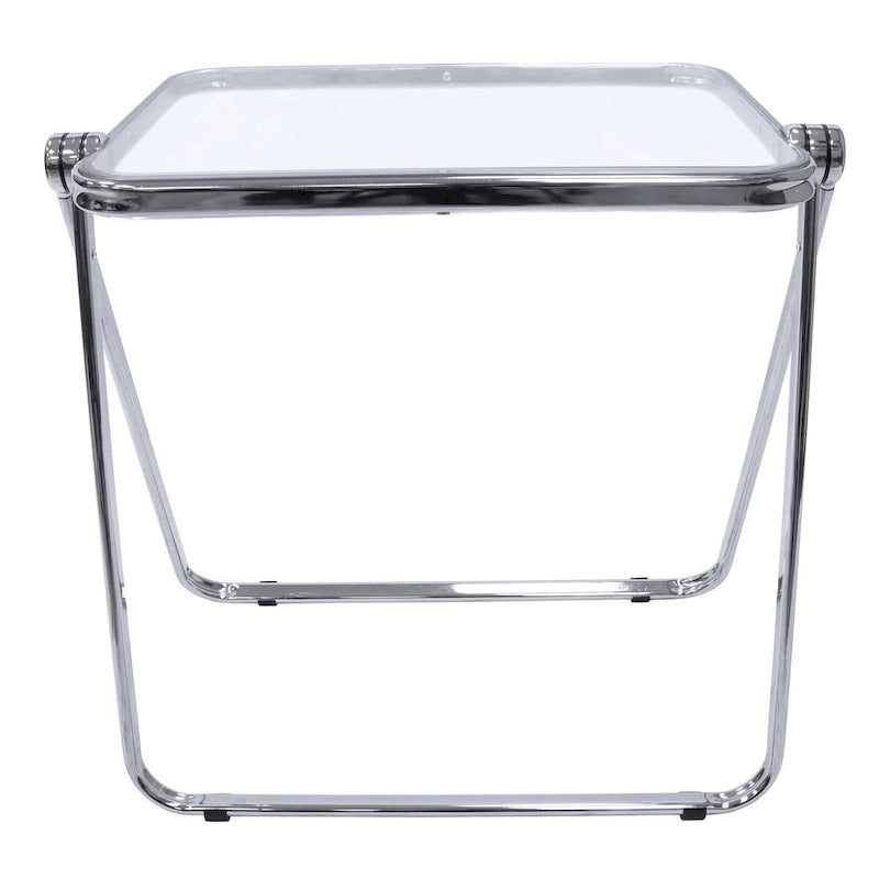 LeisureMod Table d'appoint pliante carrée en plastique Lawrence avec cadre en fer