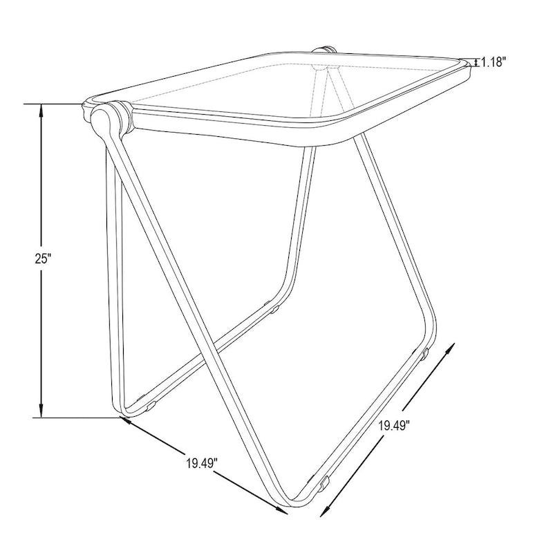 LeisureMod Table d'appoint pliante carrée en plastique Lawrence avec cadre en fer