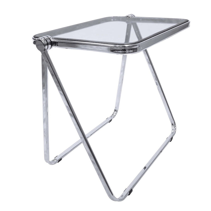 LeisureMod Table d'appoint pliante carrée en plastique Lawrence avec cadre en fer
