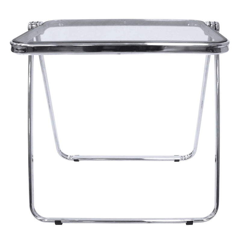 LeisureMod Table d'appoint pliante carrée en plastique Lawrence avec cadre en fer
