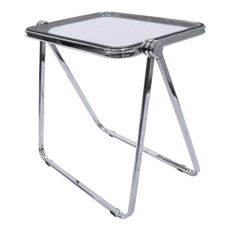 LeisureMod Table d'appoint pliante carrée en plastique Lawrence avec cadre en fer