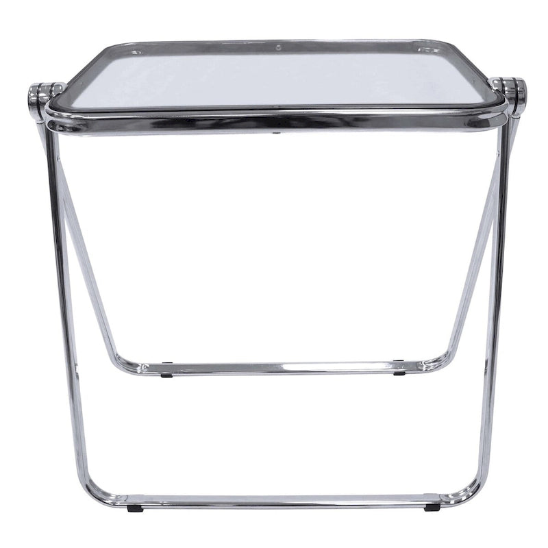 LeisureMod Table d'appoint pliante carrée en plastique Lawrence avec cadre en fer