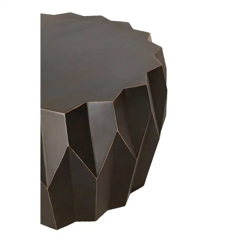 Table basse ronde vieillie HomeRoots 29 en bois massif noir