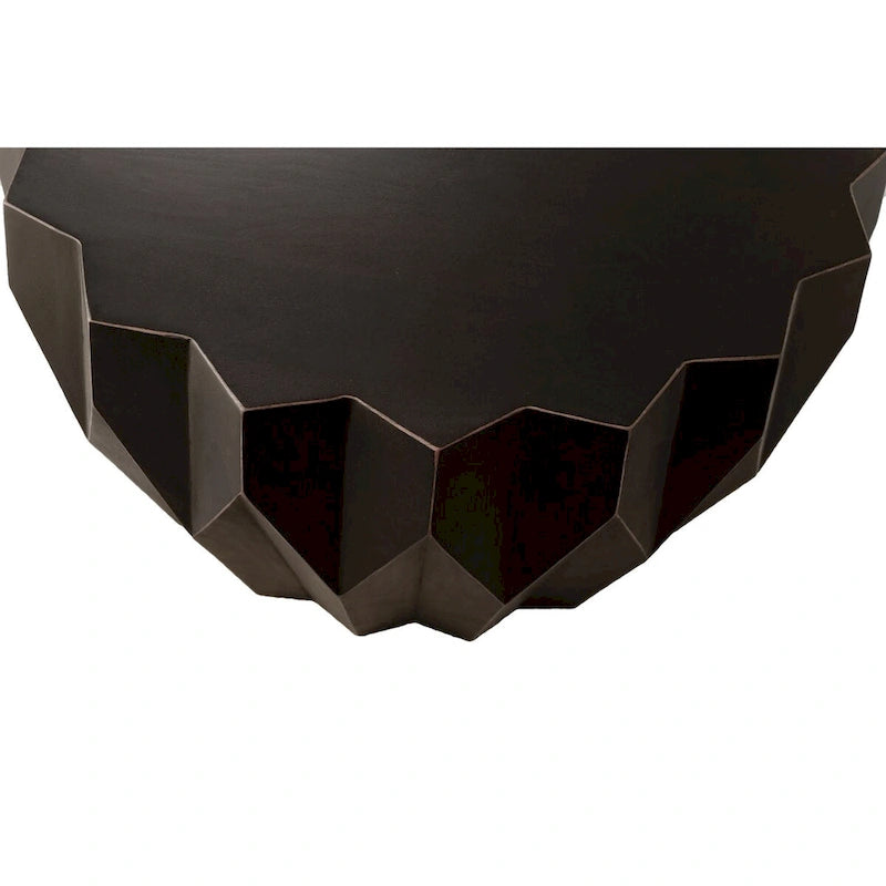 Table basse ronde vieillie HomeRoots 29 en bois massif noir