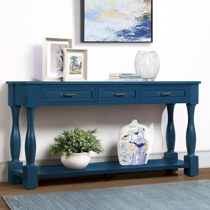 Console en bois avec 3 tiroirs et 1 étagère inférieure