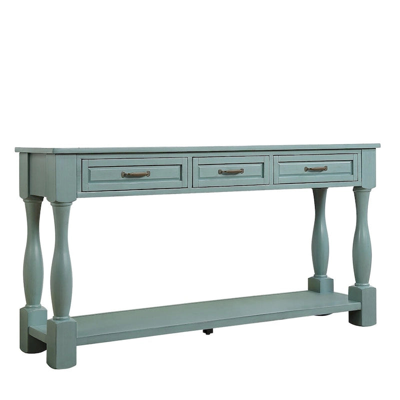 Console en bois avec 3 tiroirs et 1 étagère inférieure