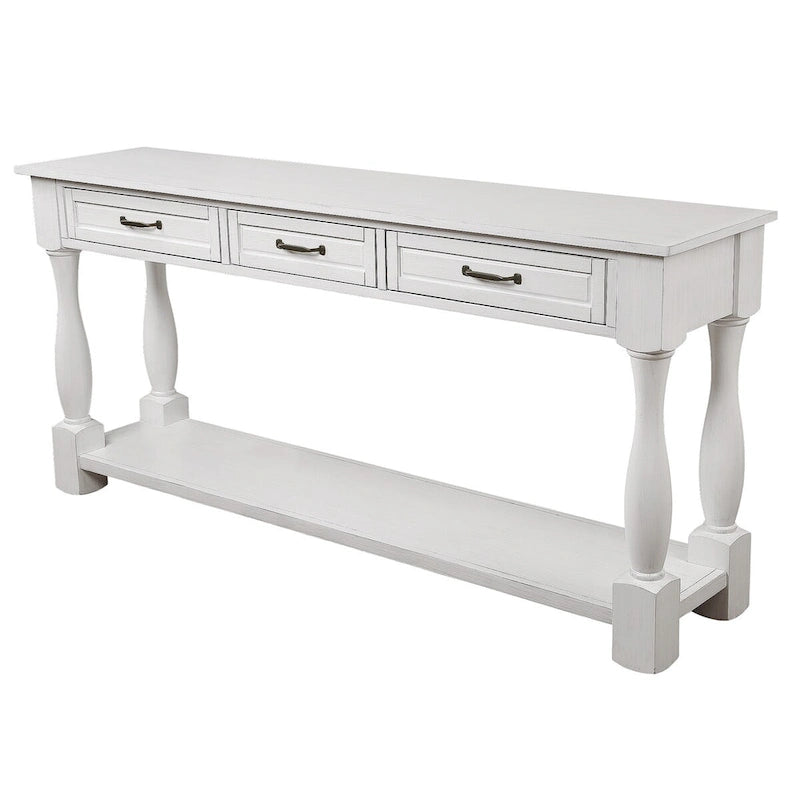 Console en bois avec 3 tiroirs et 1 étagère inférieure