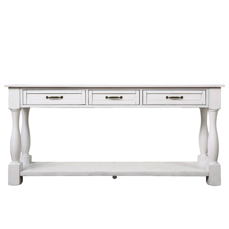 Console en bois avec 3 tiroirs et 1 étagère inférieure
