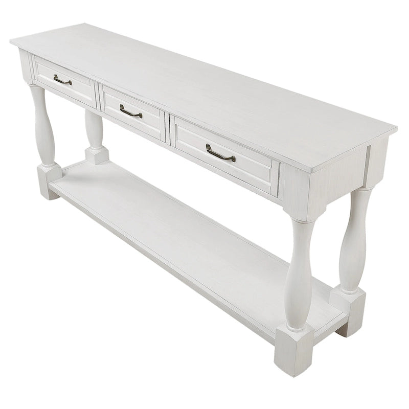Console en bois avec 3 tiroirs et 1 étagère inférieure