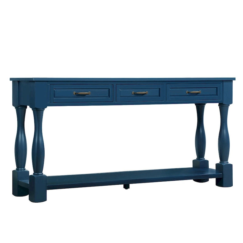 Console en bois avec 3 tiroirs et 1 étagère inférieure