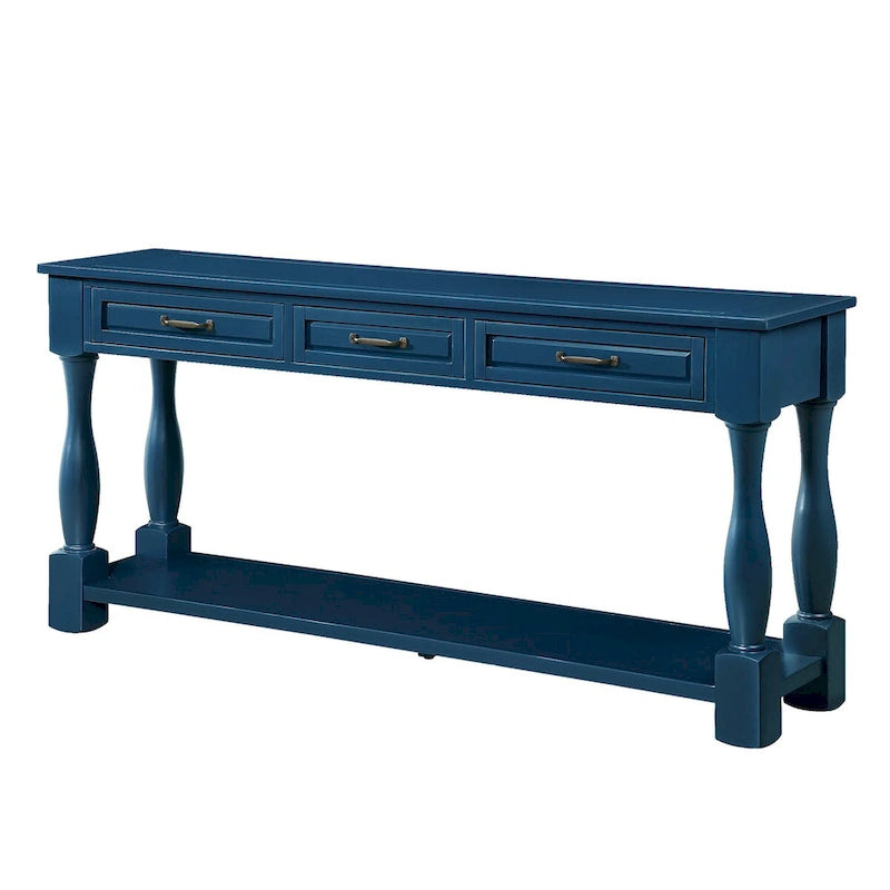 Console en bois avec 3 tiroirs et 1 étagère inférieure