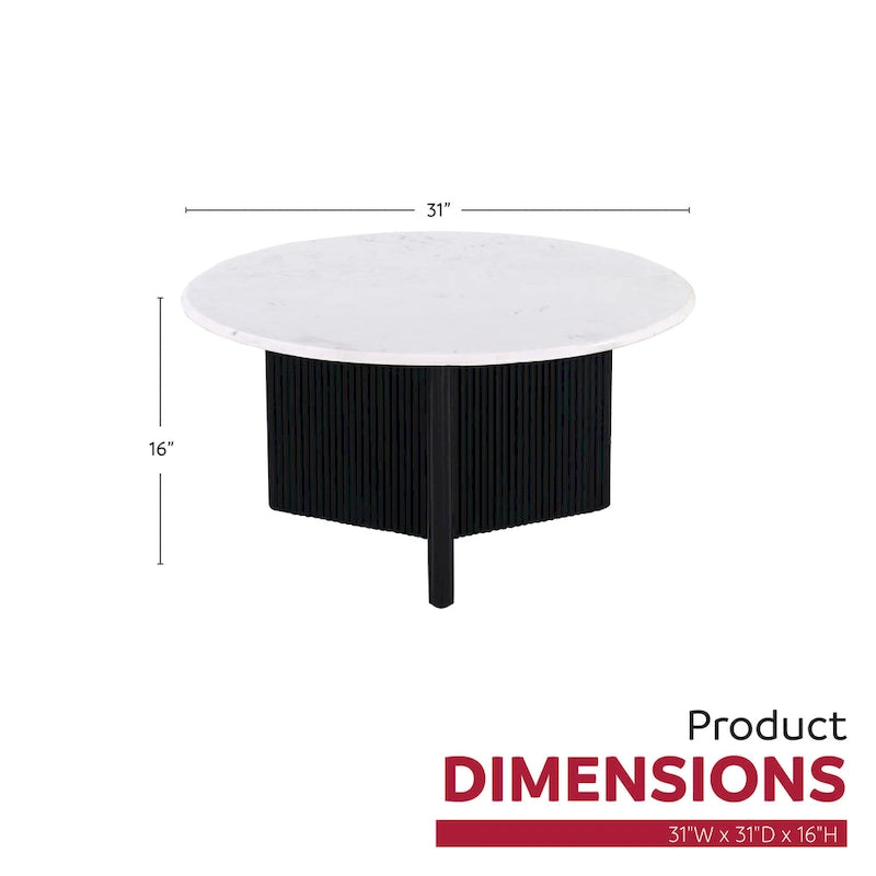 Table basse piédestal Pearce 31 po avec plateau en marbre