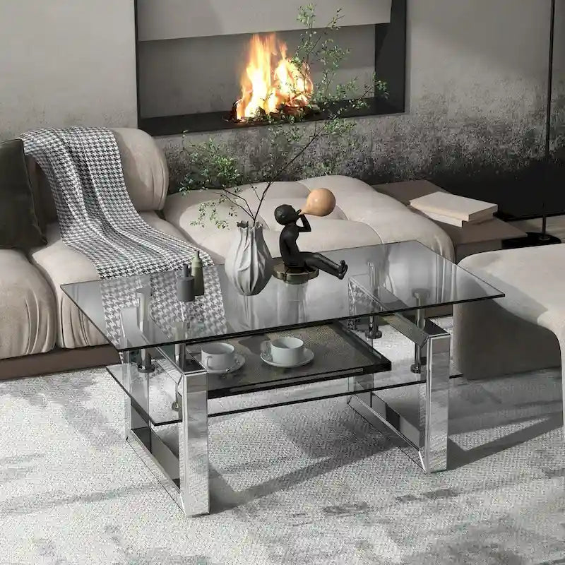 Table basse en verre trempé transparent