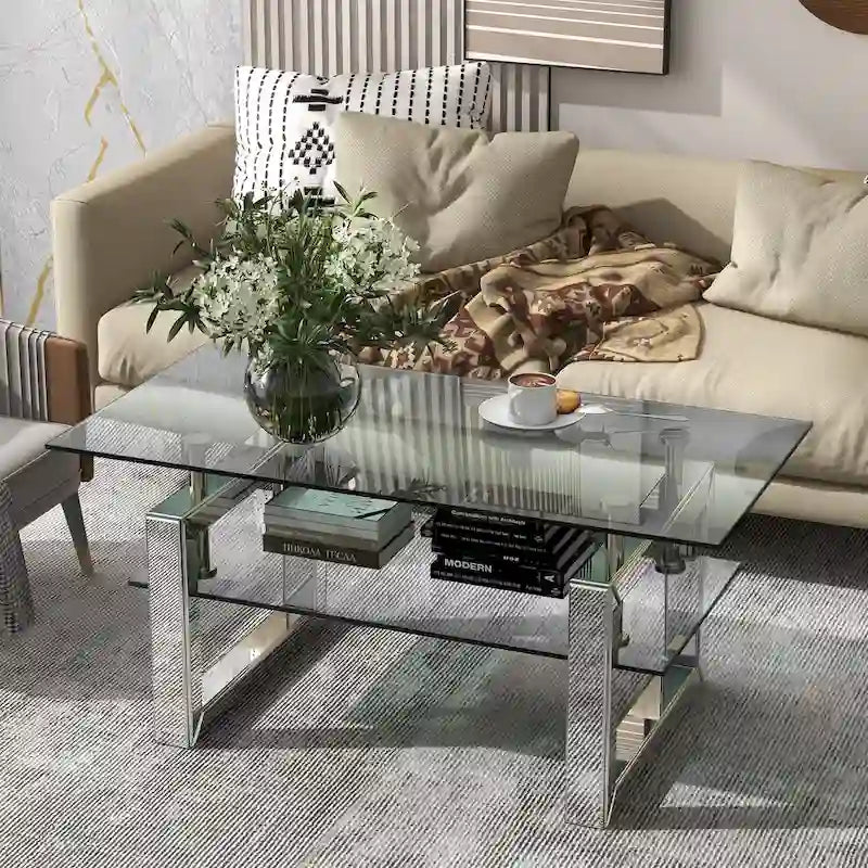 Table basse en verre trempé transparent